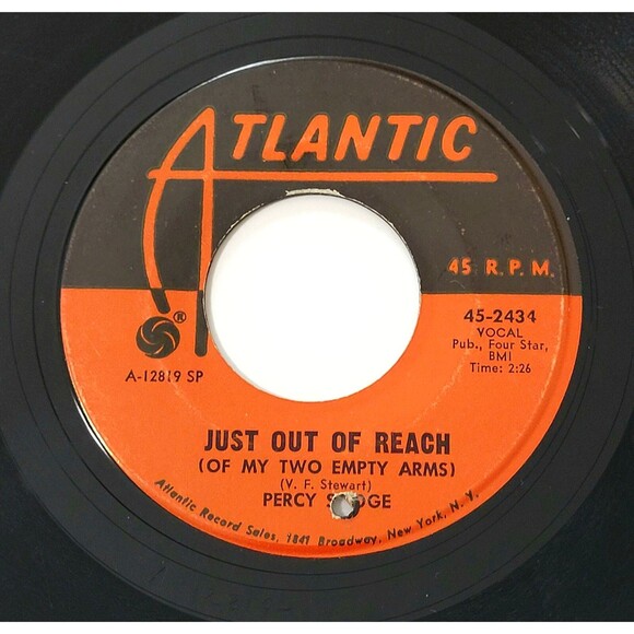 Percy Sledge ‎Just Out Of Reach / Hard To Believe 45 RPM Atlantic VG Soul '67 - Picture 1 of 2